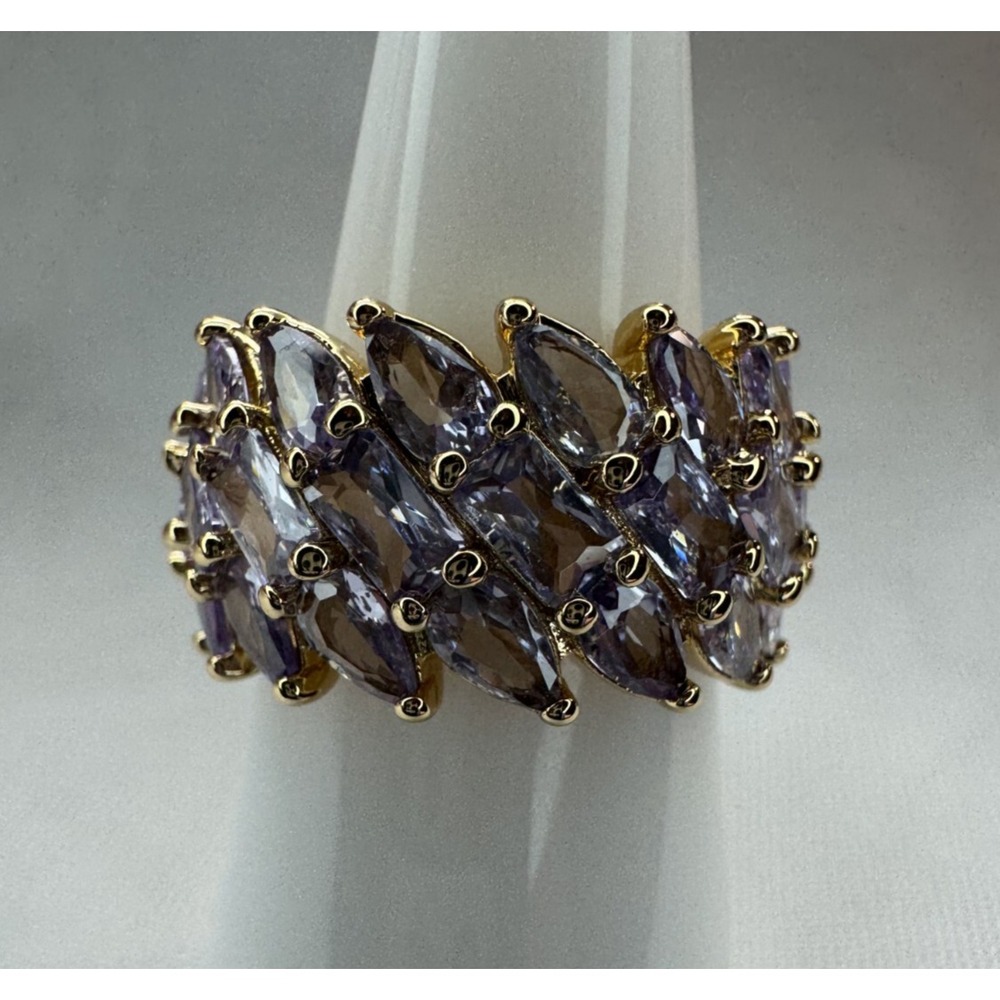 Bomb Party Ring Size 7 - RG39179 "Gorgeous Bliss" Lavender Topaz CZ On Gold